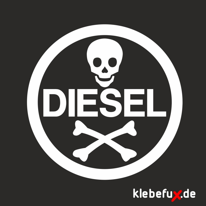 Aufkleber Diesel mit Totenkopf und Knochen - klebefux