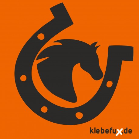 Aufkleber Hufeisen mit Pferdekopf